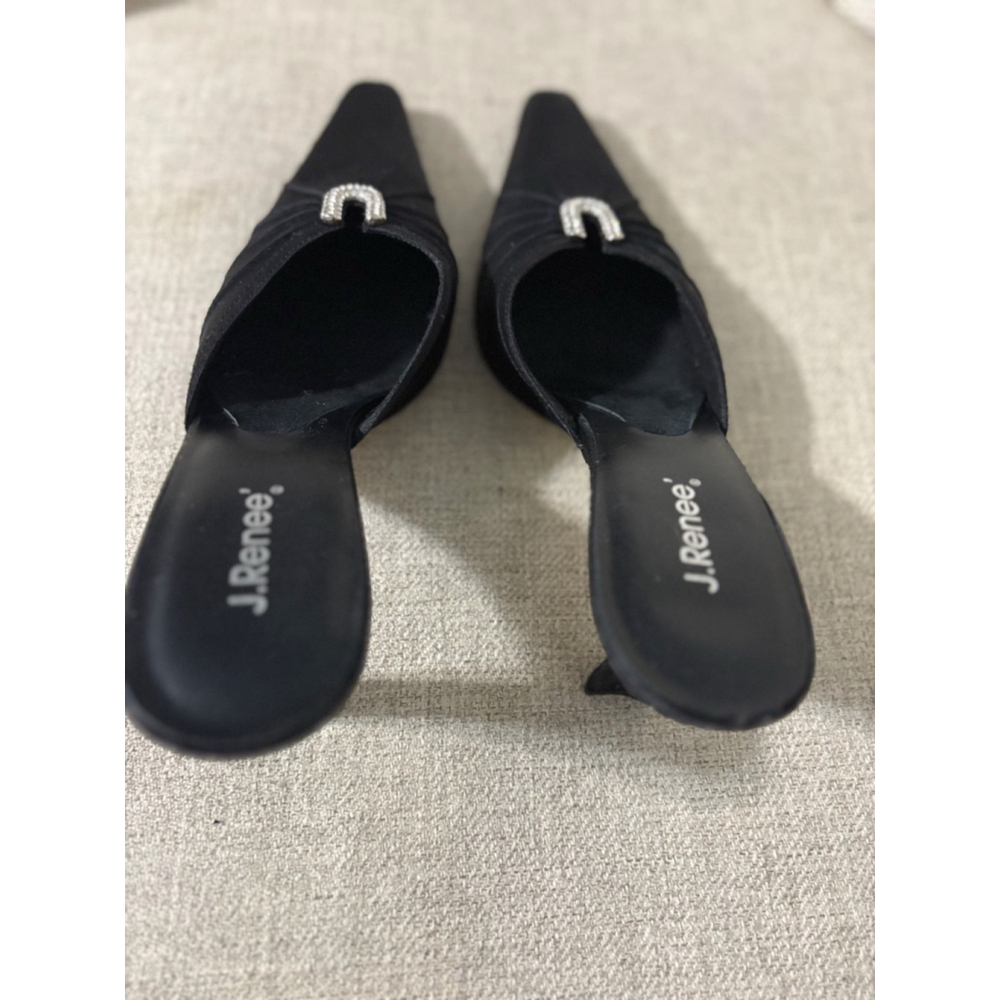 J. Renee Vintage Satin & Leather Cocktail Mule Heels - Picture 6 of 7
